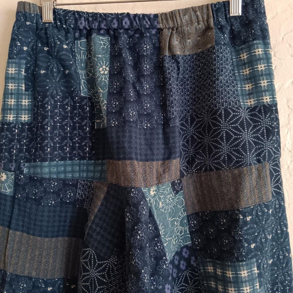 Patchwork Print Harem Pants Medium Men Blue Multi… - image 3